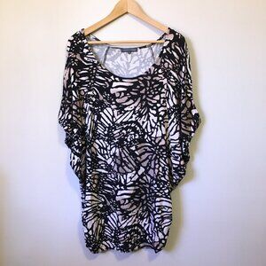 Monarch Butterfly Batik Dolman Sleeve Ruched Waist Viscose Top